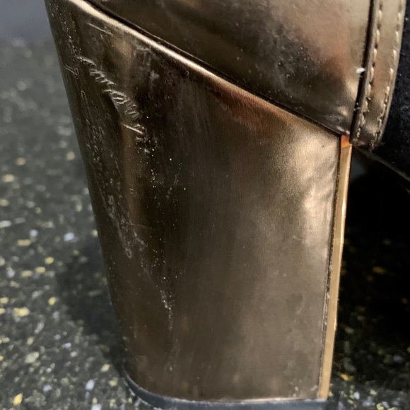 Ted Baker London Gold Foil Block Heeled Ankle Boot - Picture 7 of 13